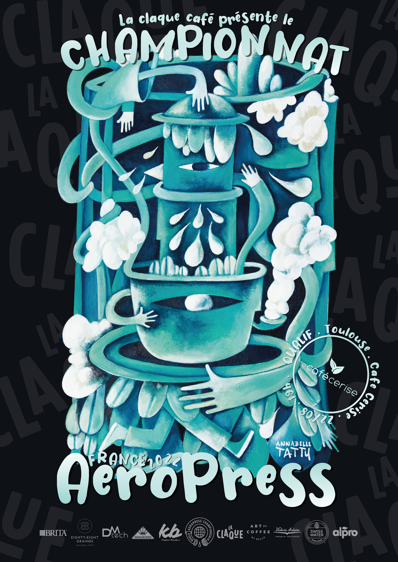 Poster AeroPress Toulouse café cerise